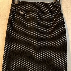 Lisette Stylish Black Polka Dot Stretch Pencil Skirt Size 4 EUC